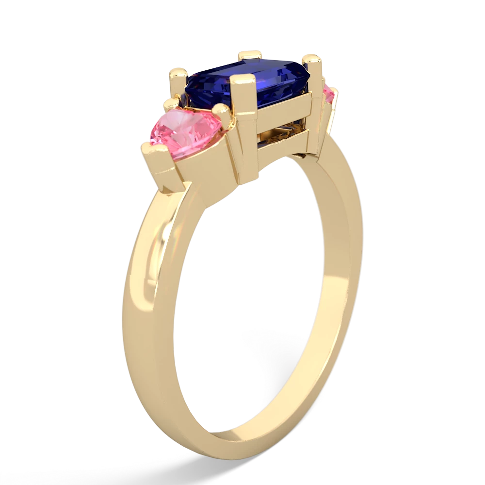 Lab Sapphire Three Stone 14K Yellow Gold ring R5235