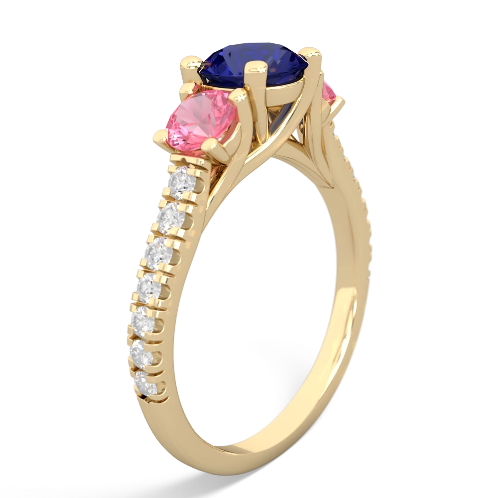 Lab Sapphire Pave Trellis 14K Yellow Gold ring R5500