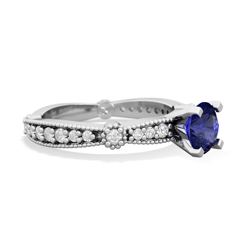 Lab Sapphire Sparkling Tiara 6Mm Round 14K White Gold ring R26296RD