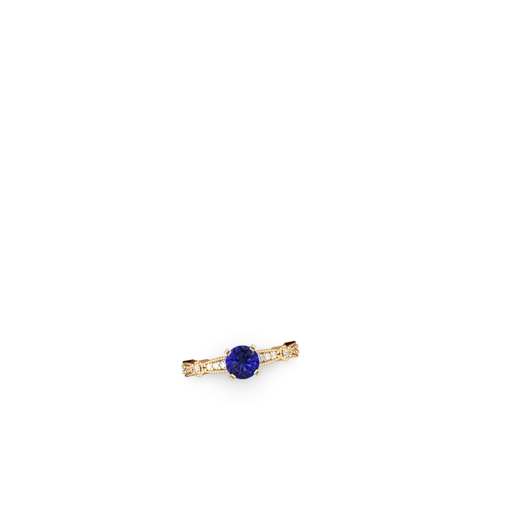 Lab Sapphire Sparkling Tiara 6Mm Round 14K Yellow Gold ring R26296RD