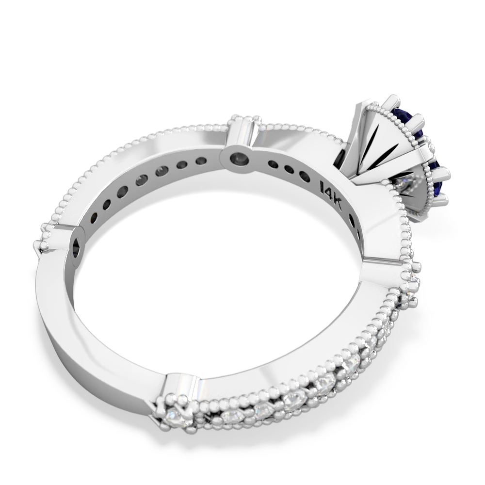 Lab Sapphire Sparkling Tiara Cluster 14K White Gold ring R26293RD