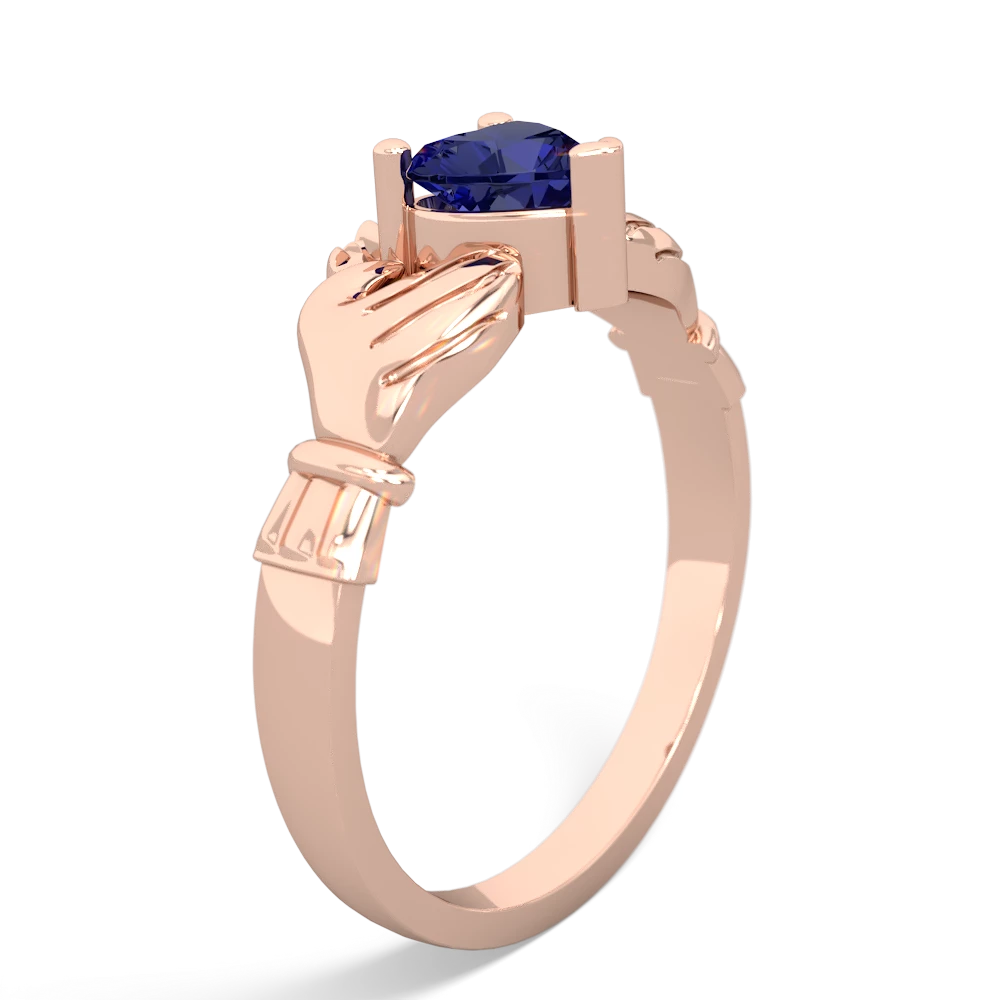 Lab Sapphire Claddagh 14K Rose Gold ring R2370