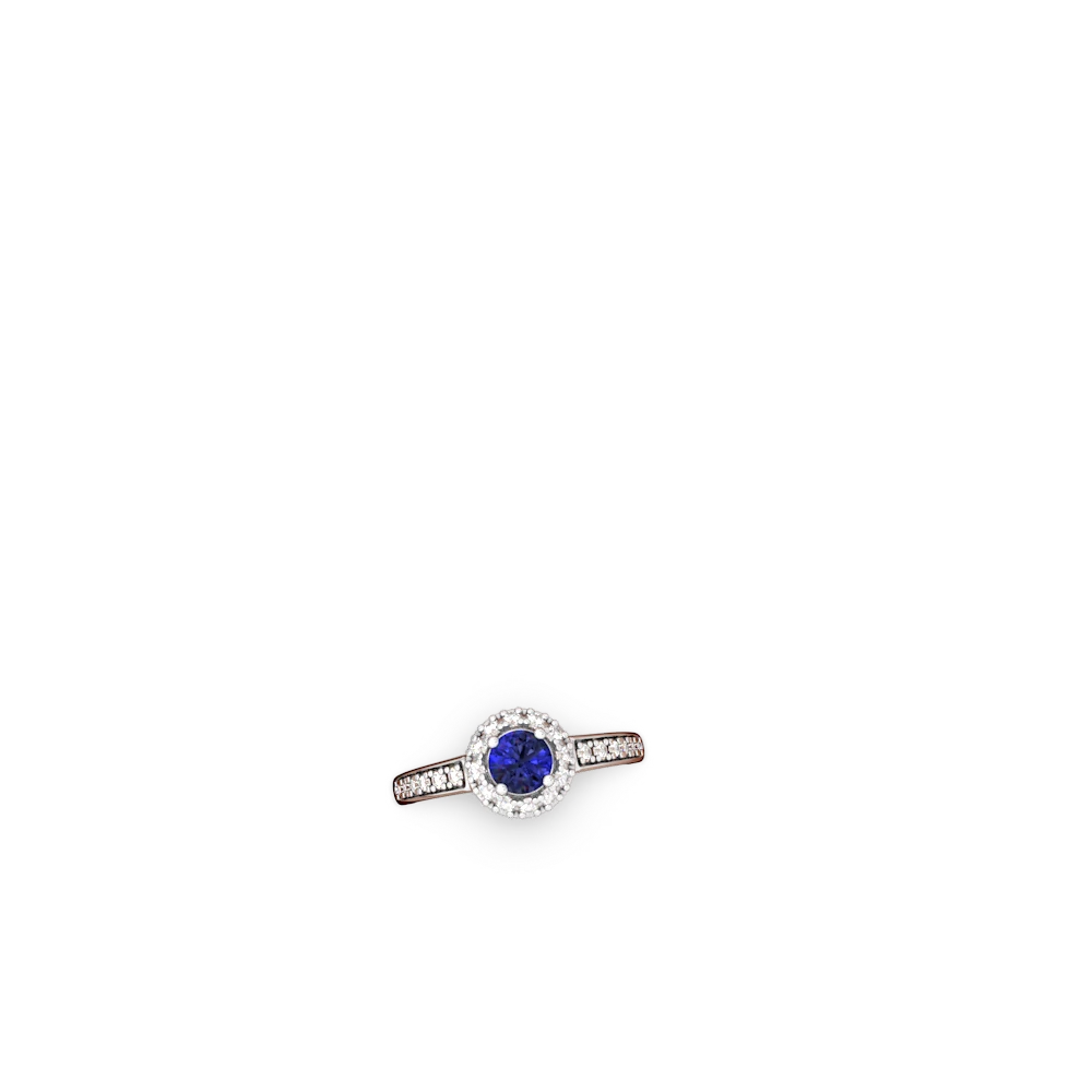 Lab Sapphire Diamond Halo 14K White Gold ring R5370