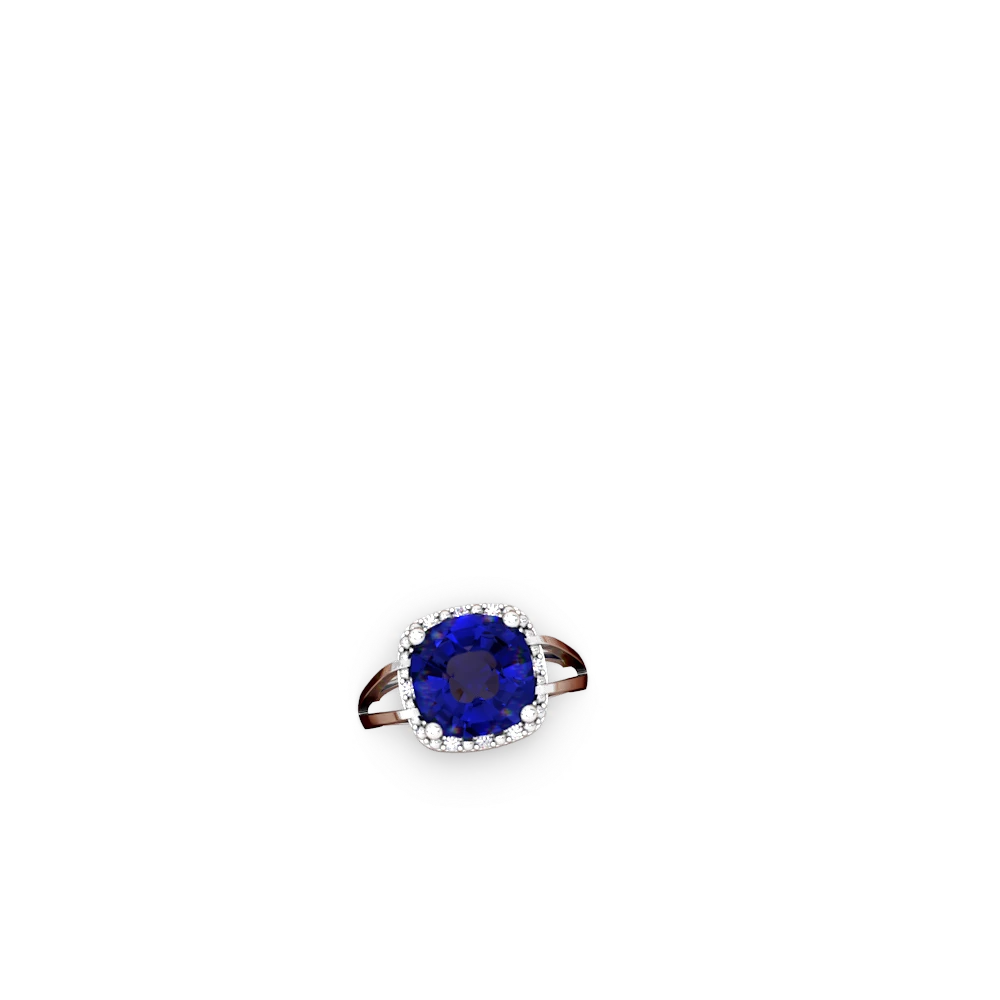 Lab Sapphire Art Deco Cocktail 14K White Gold ring R2498