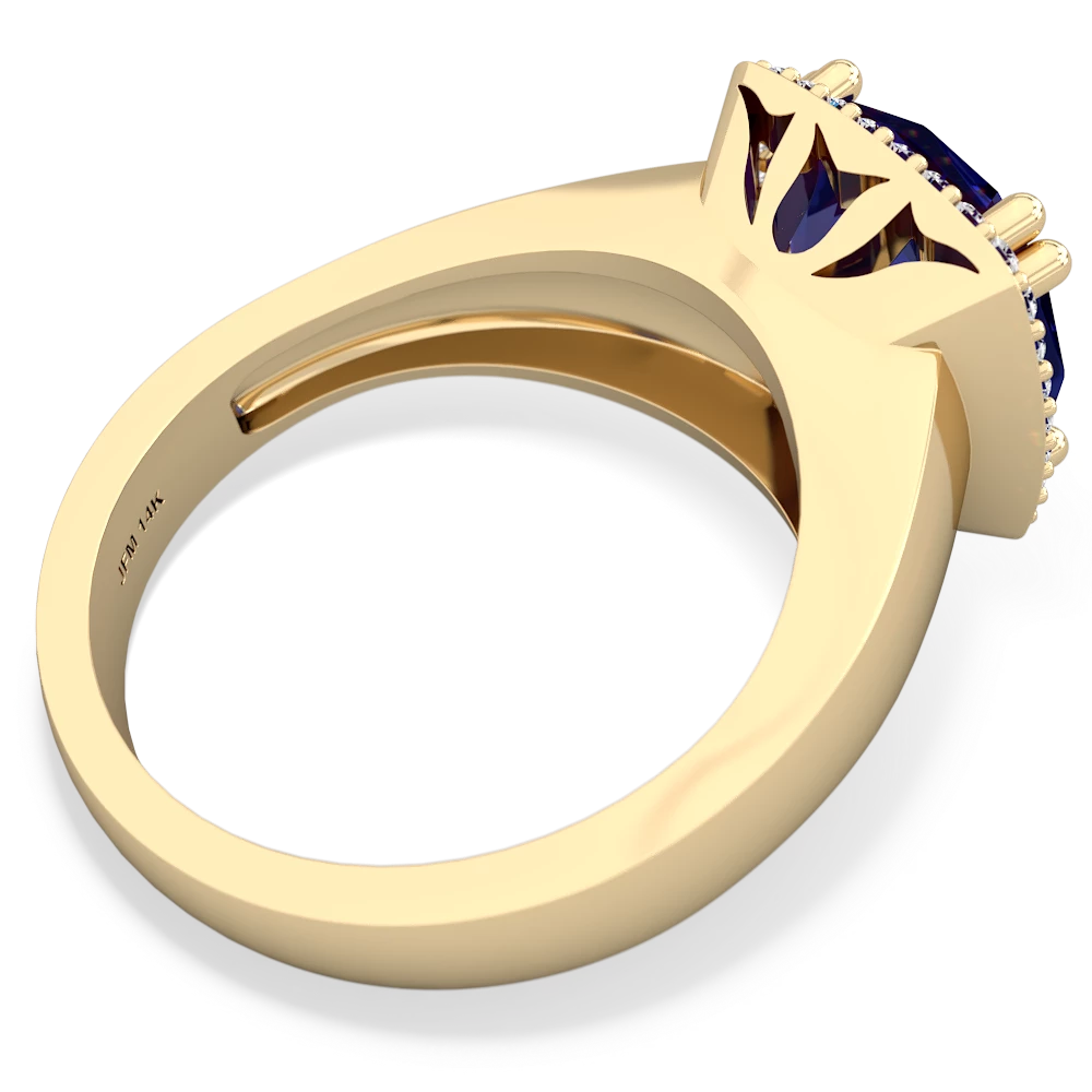 Lab Sapphire Halo Cocktail 14K Yellow Gold ring R2544