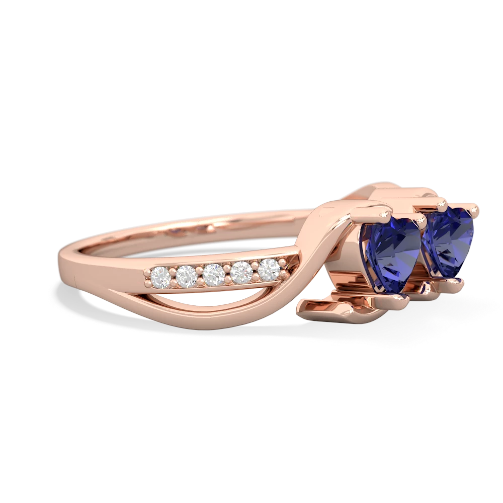 Lab Sapphire Side By Side 14K Rose Gold ring R3090