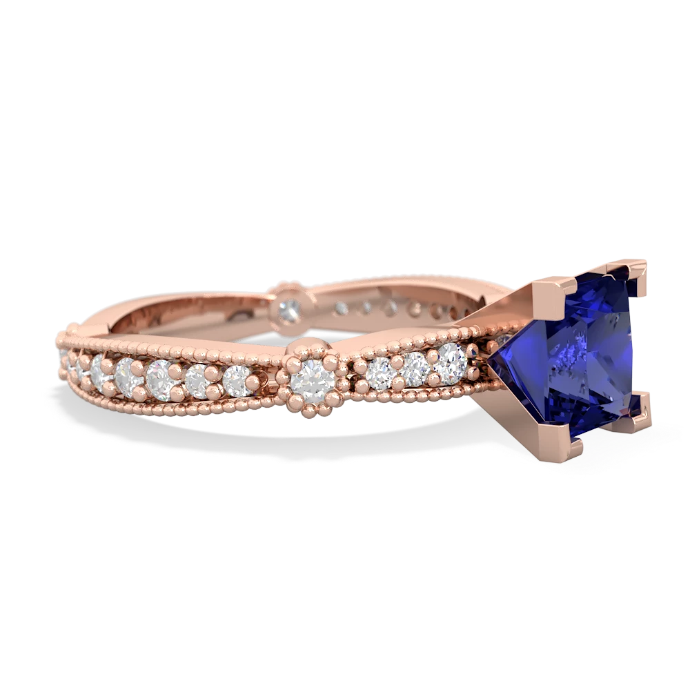 Lab Sapphire Sparkling Tiara 6Mm Princess 14K Rose Gold ring R26296SQ