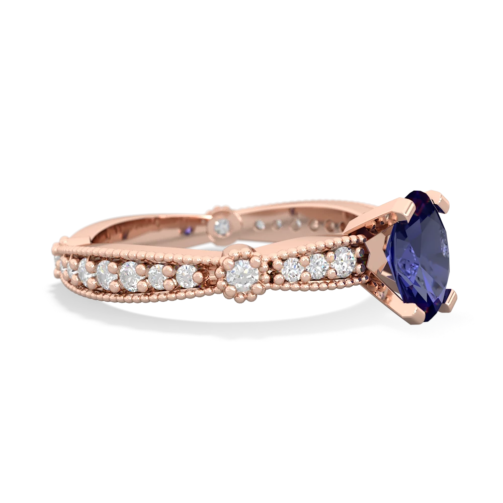 Lab Sapphire Sparkling Tiara 7X5mm Oval 14K Rose Gold ring R26297VL