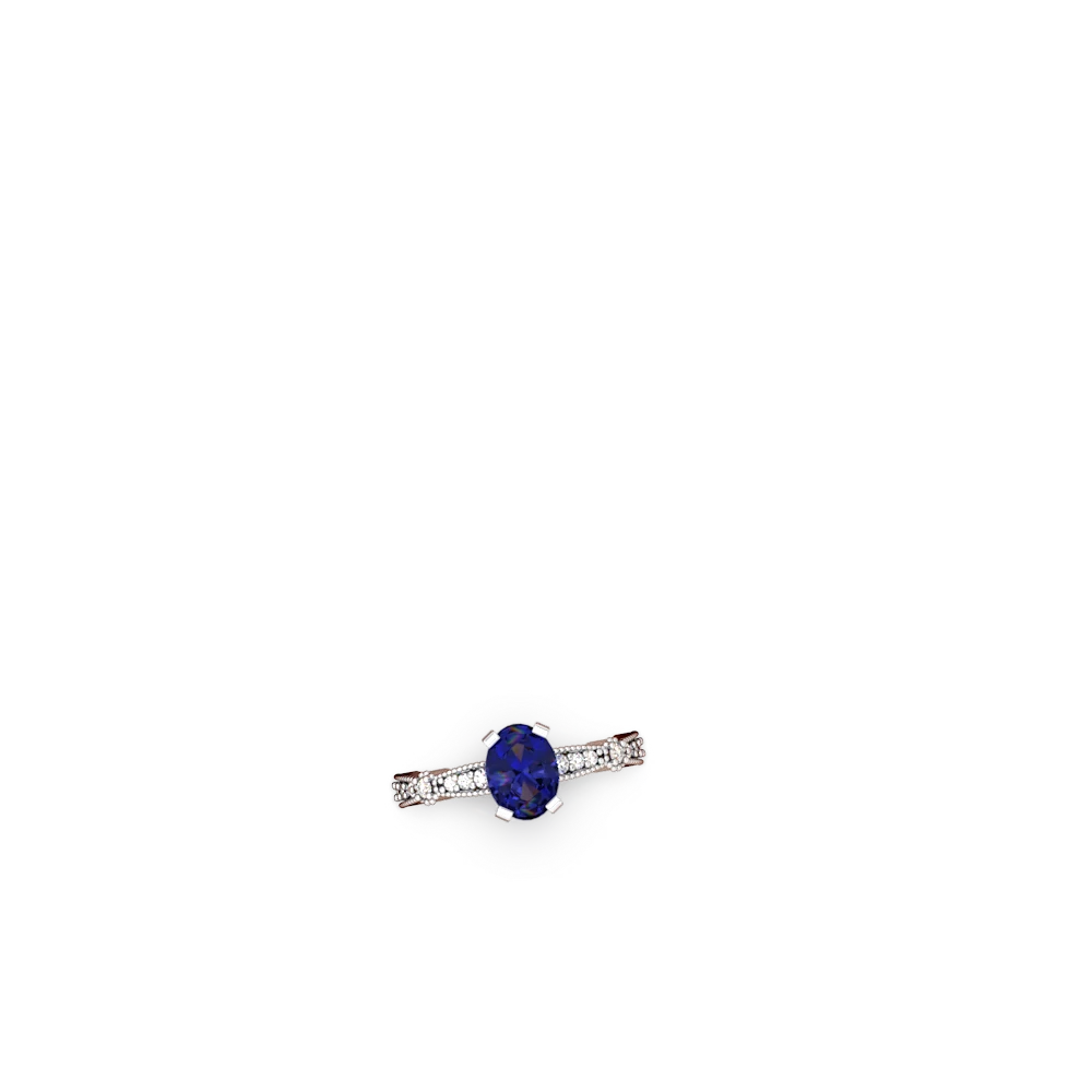 Lab Sapphire Sparkling Tiara 8X6 Oval 14K White Gold ring R26298VL