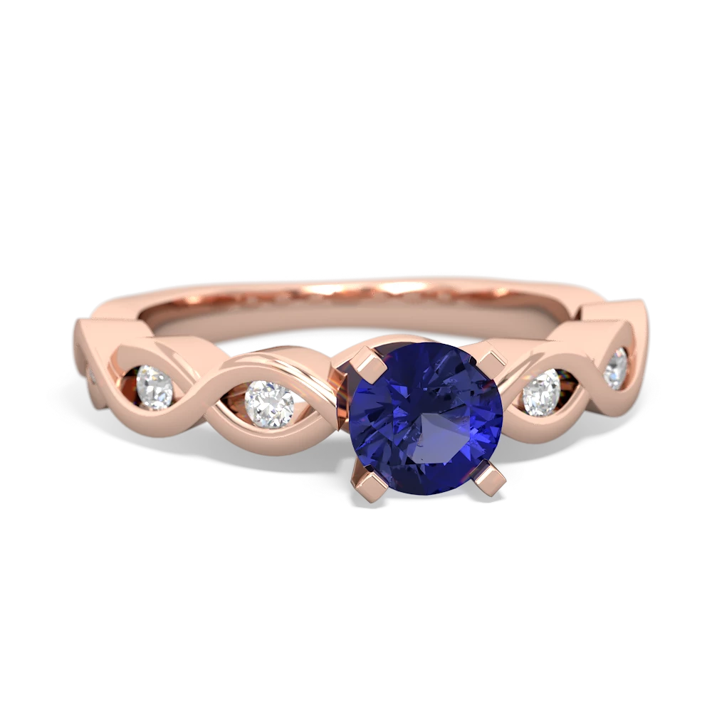 Lab Sapphire Infinity 5Mm Round Engagement 14K Rose Gold ring R26315RD