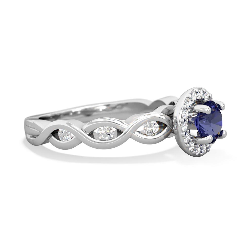 Lab Sapphire Infinity Halo Engagement 14K White Gold ring R26315RH