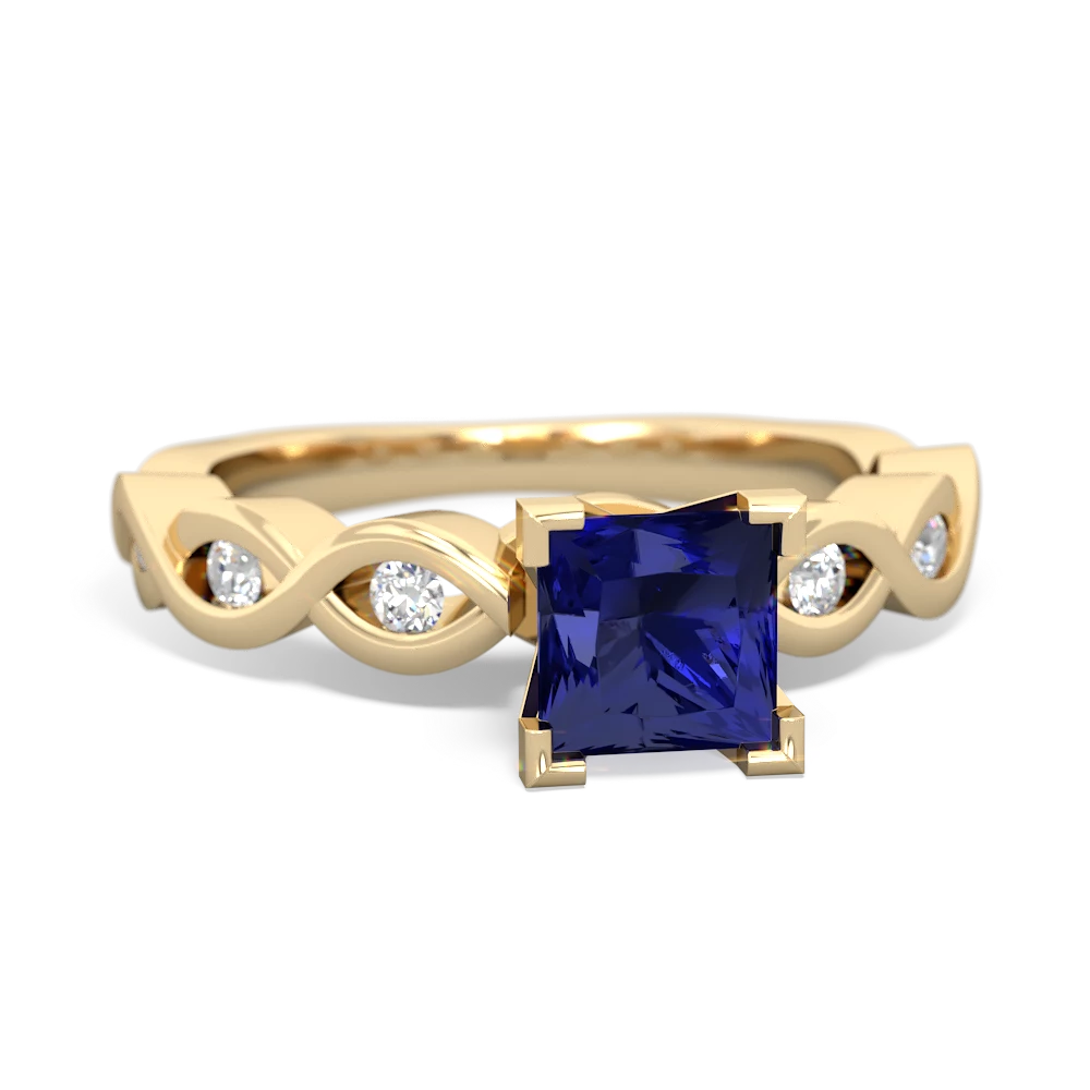 Lab Sapphire Infinity 5Mm Square Engagement 14K Yellow Gold ring R26315SQ