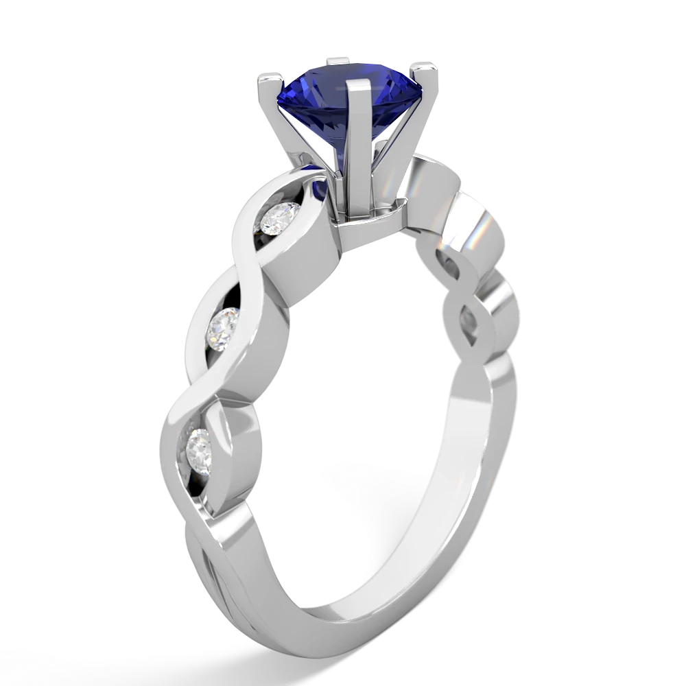 Lab Sapphire Infinity 6Mm Round Engagement 14K White Gold ring R26316RD