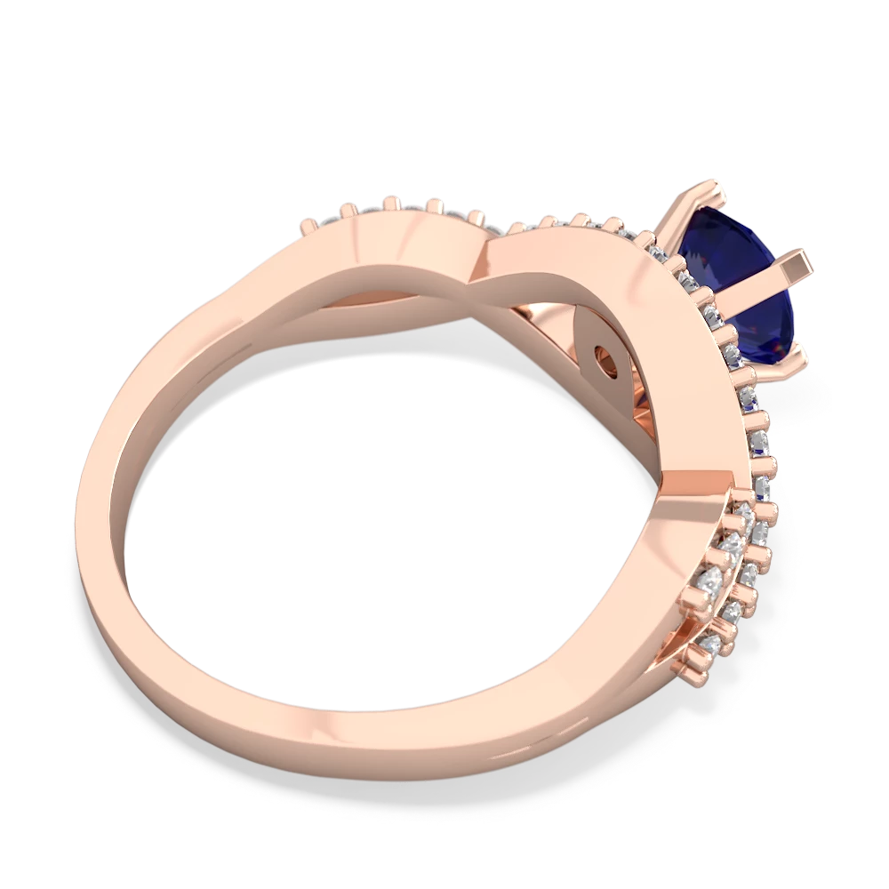 Lab Sapphire Diamond Twist 6Mm Round Engagment  14K Rose Gold ring R26406RD