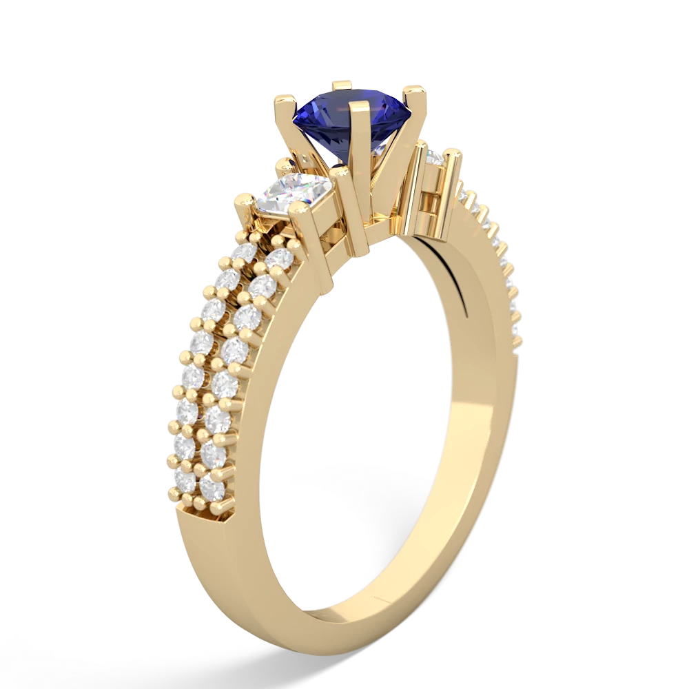 Lab Sapphire Classic 5Mm Round Engagement 14K Yellow Gold ring R26435RD