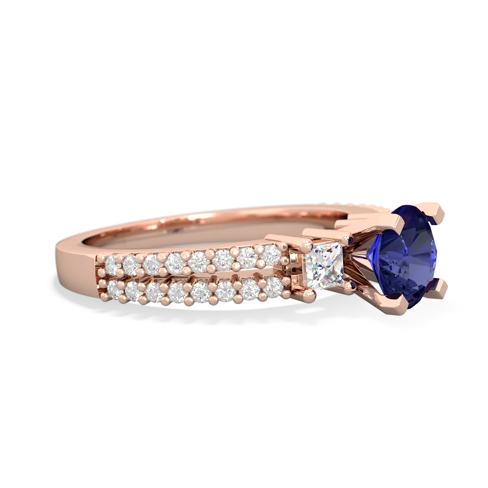 Lab Sapphire Classic 6Mm Round Engagement 14K Rose Gold ring R26436RD