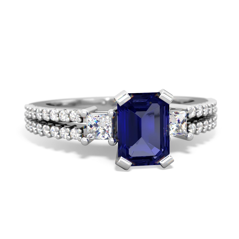 Lab Sapphire Classic 7X5mm Emerald-Cut Engagement 14K White Gold ring R26437EM