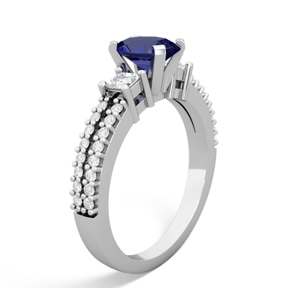 Lab Sapphire Classic 7X5mm Oval Engagement 14K White Gold ring R26437VL