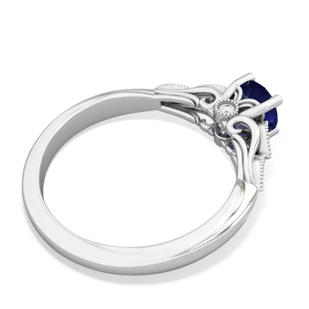 Lab Sapphire Antique Elegance 14K White Gold ring R3100