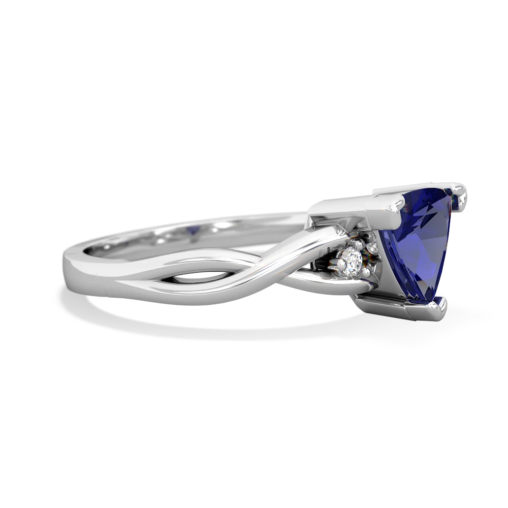 Lab Sapphire Trillion Twist 14K White Gold ring R2104