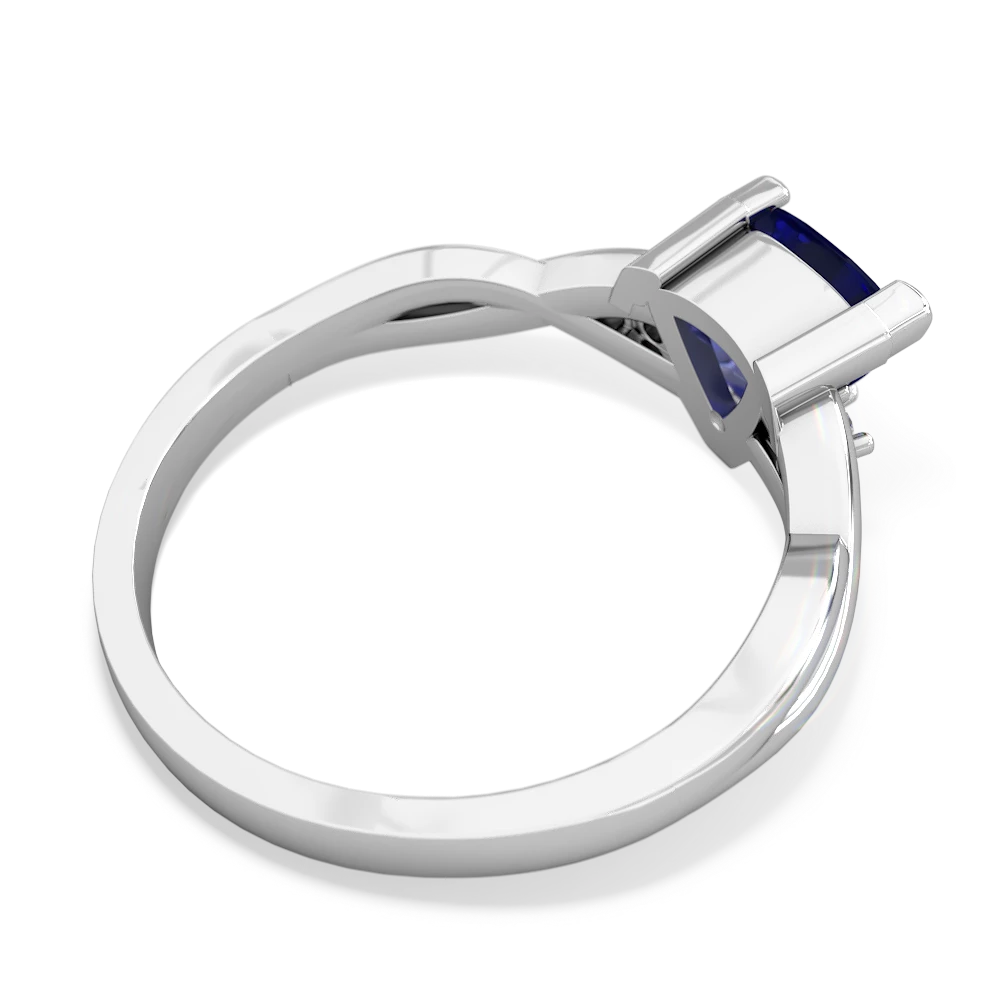 Lab Sapphire Trillion Twist 14K White Gold ring R2104