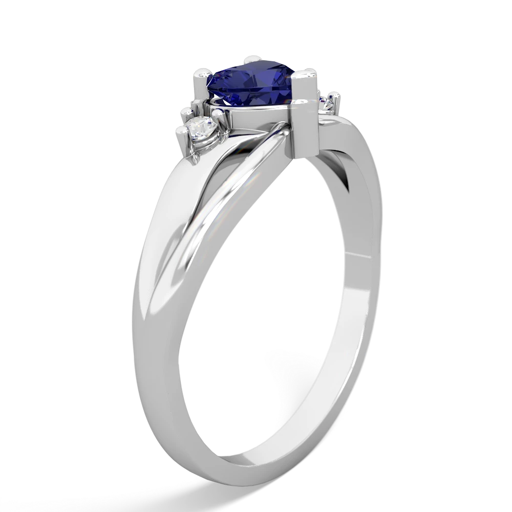 Lab Sapphire Split Band Swirl 14K White Gold ring R2130