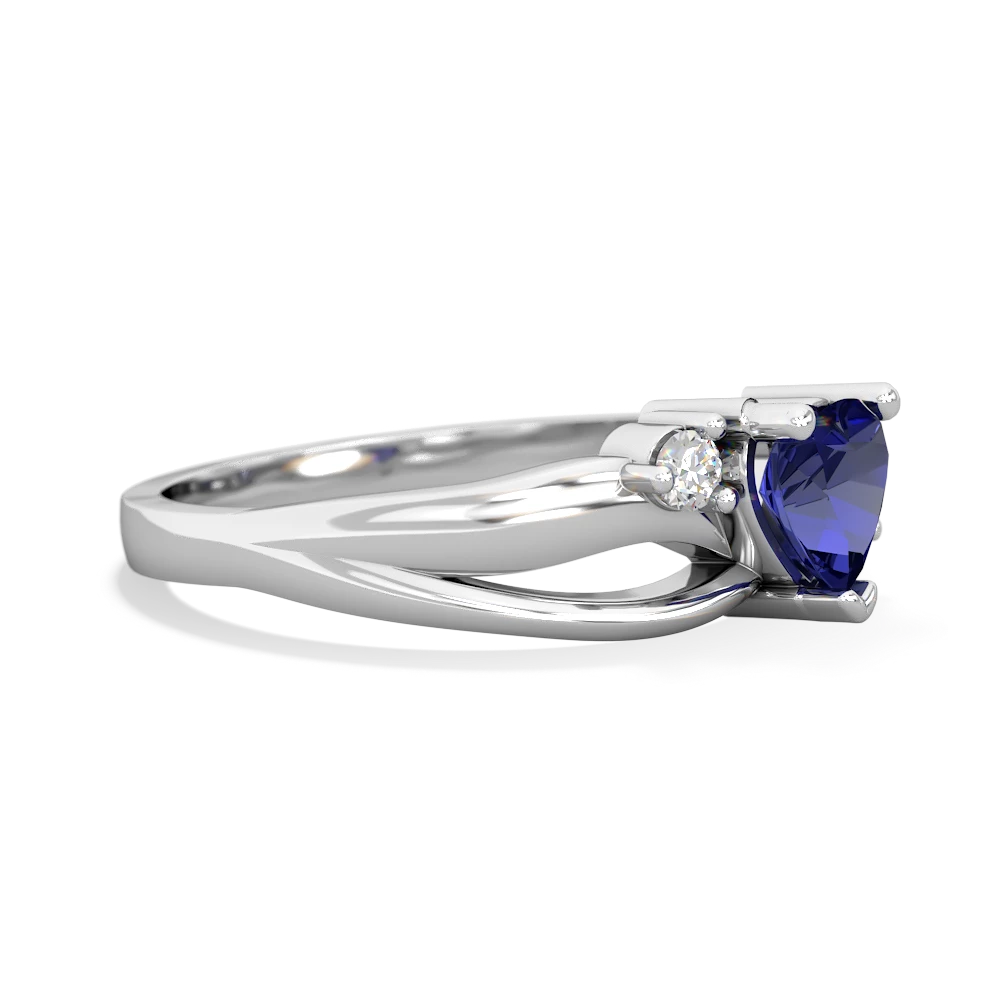 Lab Sapphire Split Band Swirl 14K White Gold ring R2130