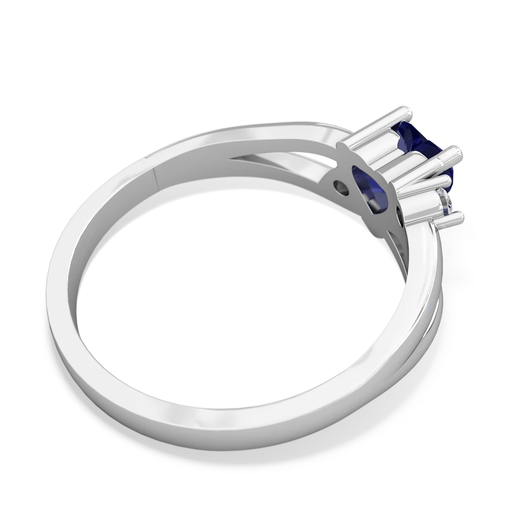 Lab Sapphire Split Band Swirl 14K White Gold ring R2130