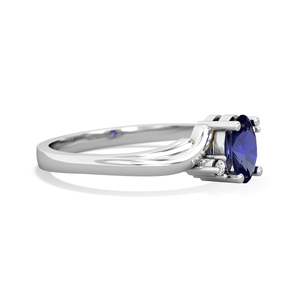 Lab Sapphire Elegant Swirl 14K White Gold ring R2173