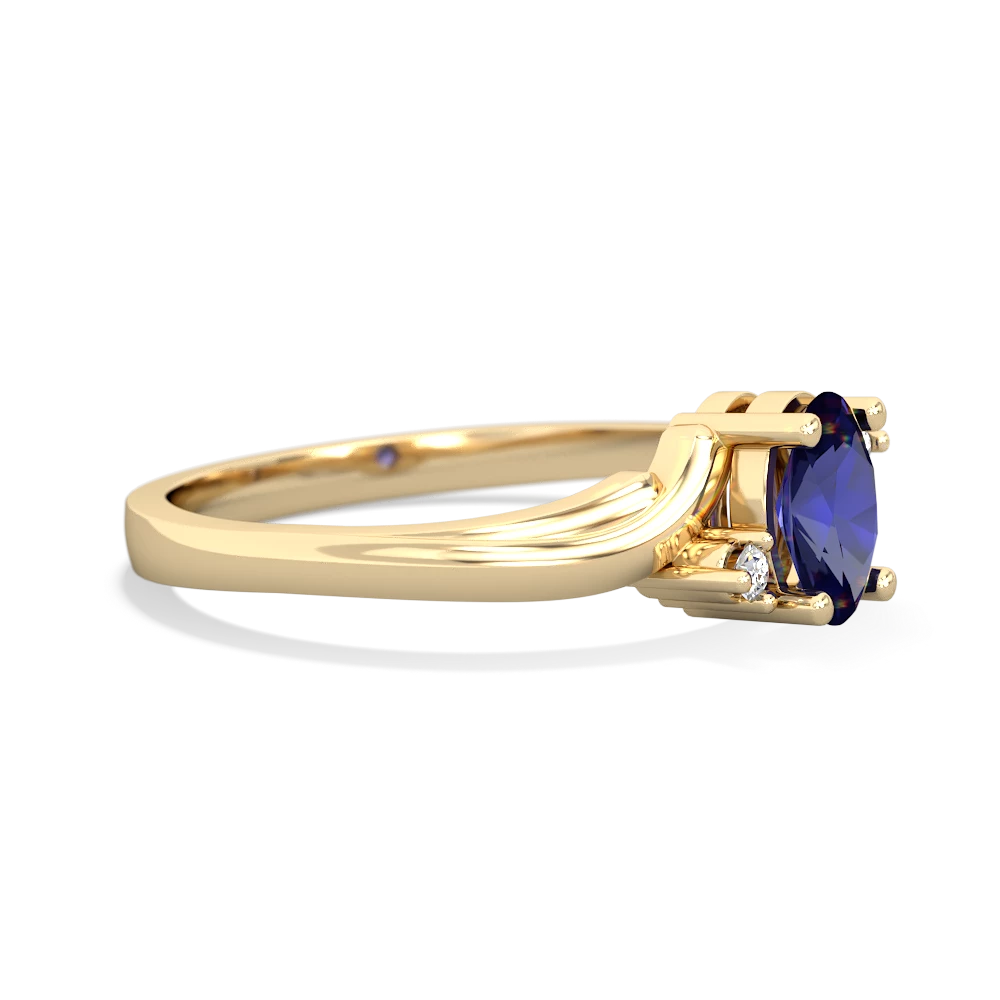 Lab Sapphire Elegant Swirl 14K Yellow Gold ring R2173