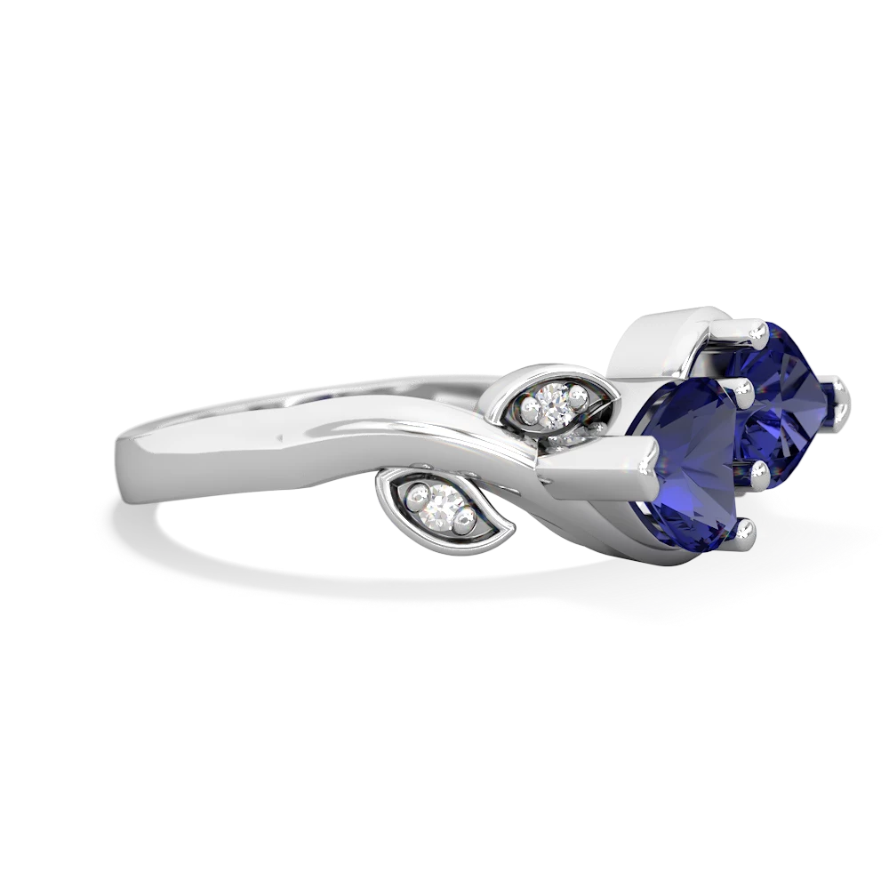 Lab Sapphire Floral Elegance 14K White Gold ring R5790