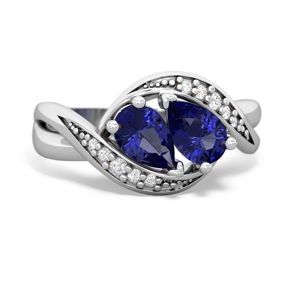 Lab Sapphire Summer Winds 14K White Gold ring R5342