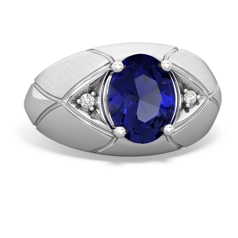 Lab Sapphire Men's Crossroads 14K White Gold ring R0361