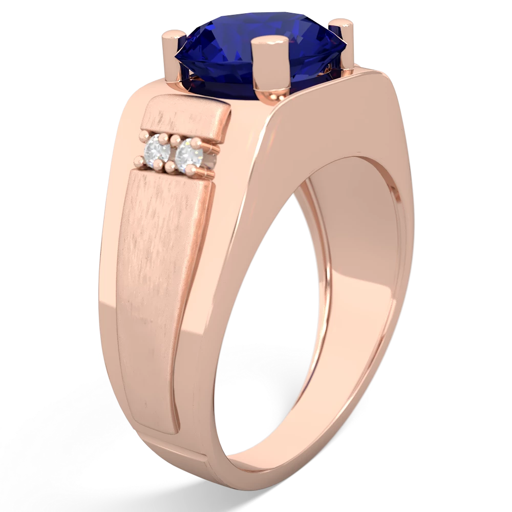 Lab Sapphire Men's 9Mm Round 14K Rose Gold ring R1822