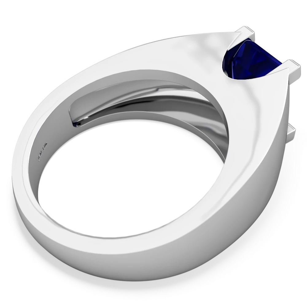 Lab Sapphire Men's 14K White Gold ring R1836