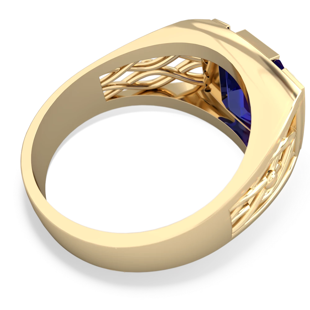 Lab Sapphire Men's Vine 14K Yellow Gold ring R0490