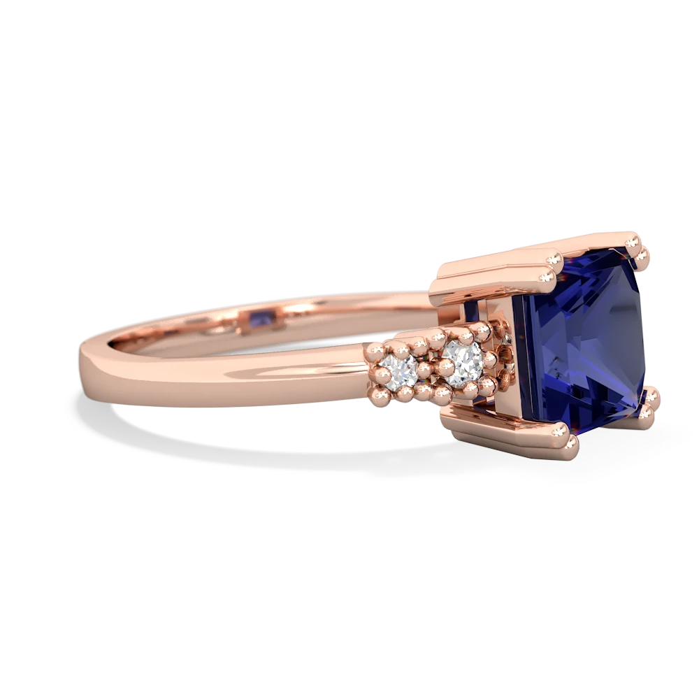 Lab Sapphire Art Deco Princess 14K Rose Gold ring R2014