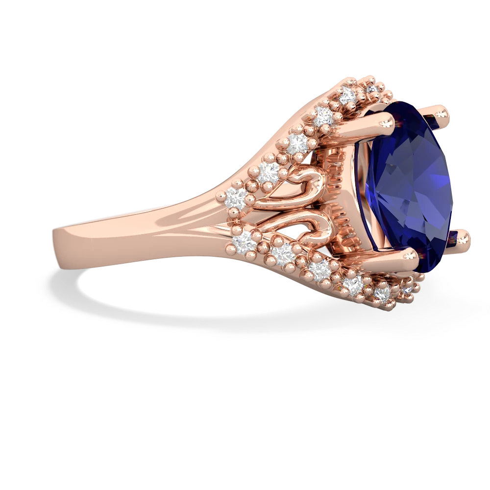 Lab Sapphire Antique Style Cocktail 14K Rose Gold ring R2564