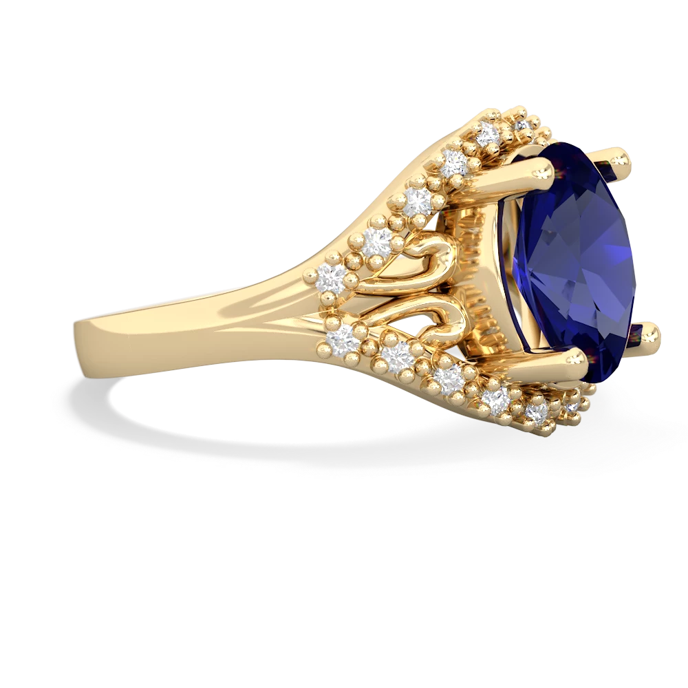 Lab Sapphire Antique Style Cocktail 14K Yellow Gold ring R2564