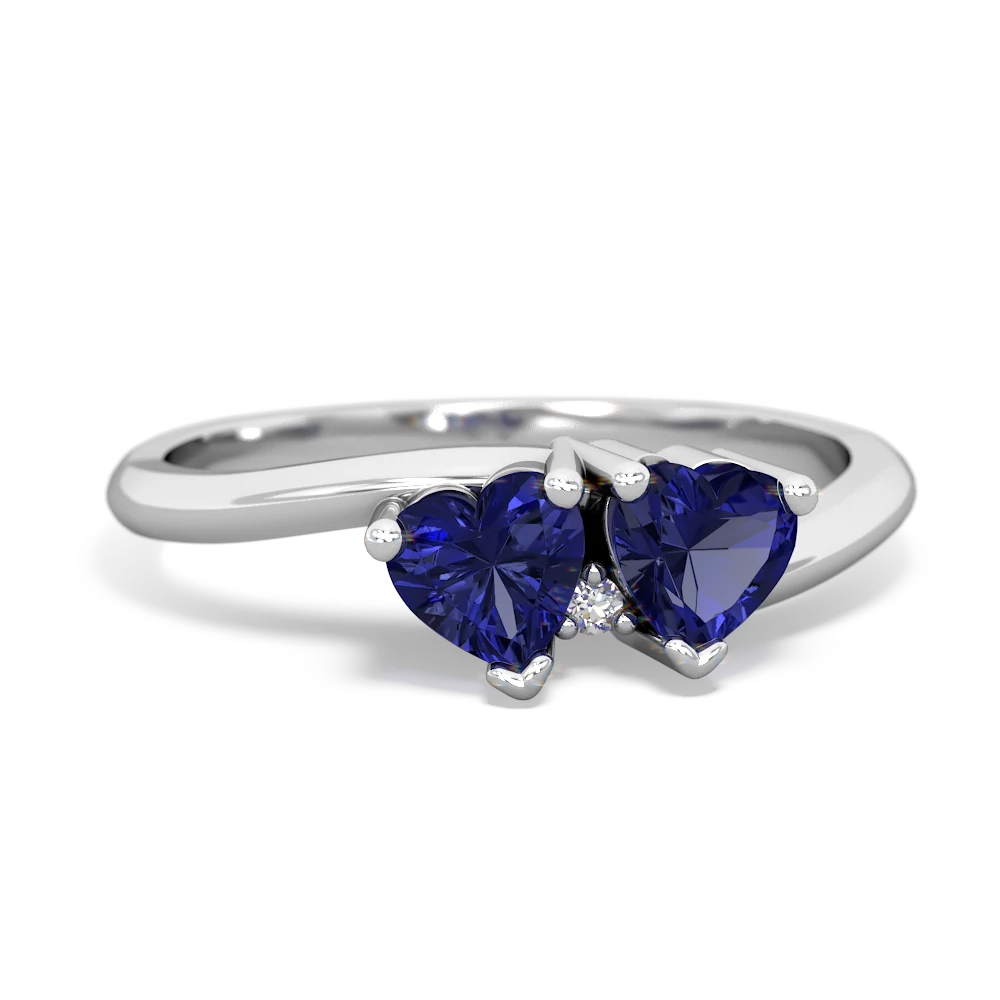 Lab Sapphire Sweethearts 14K White Gold ring R5260