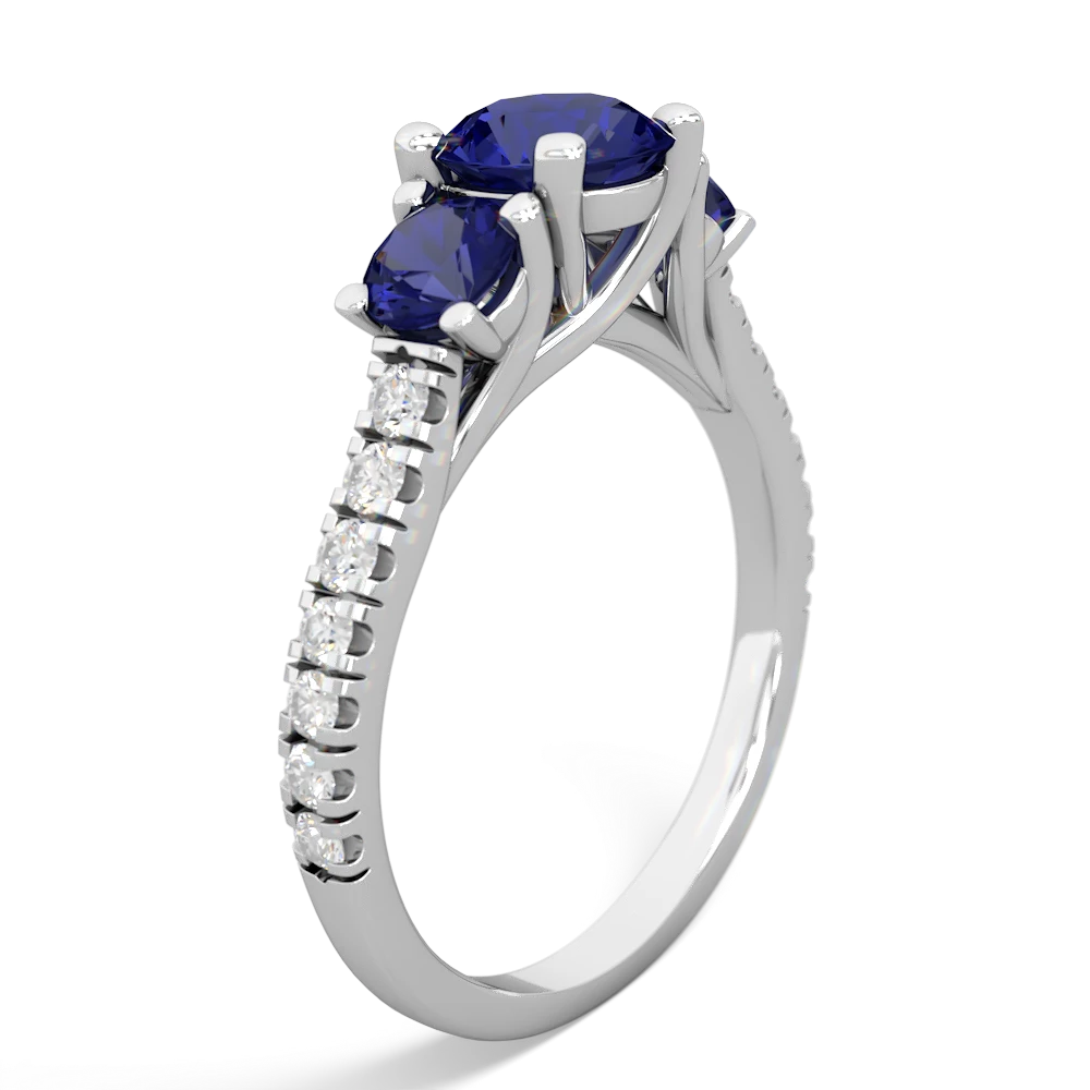 Lab Sapphire Pave Trellis 14K White Gold ring R5500