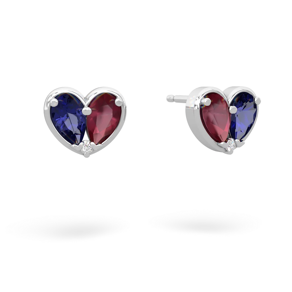 Lab Sapphire 'Our Heart' 14K White Gold earrings E5072