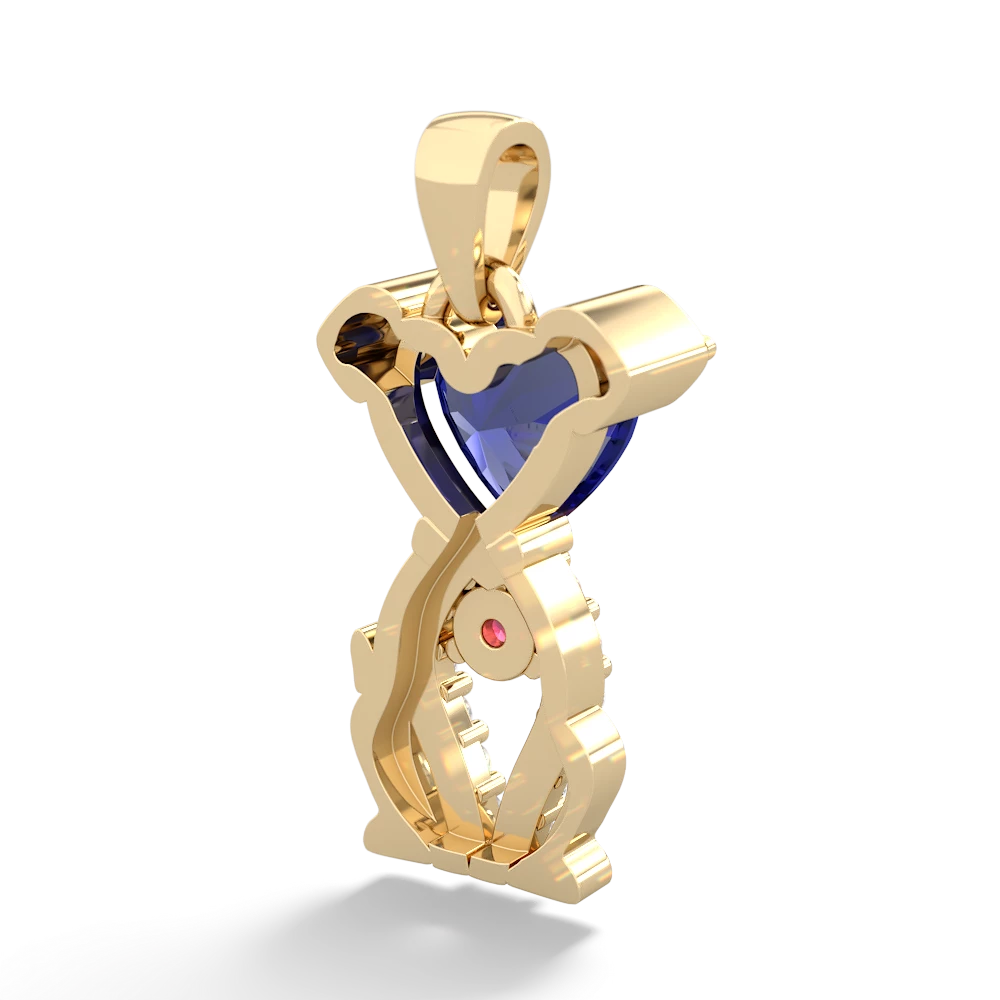 Lab Sapphire Puppy Love 14K Yellow Gold pendant P5800