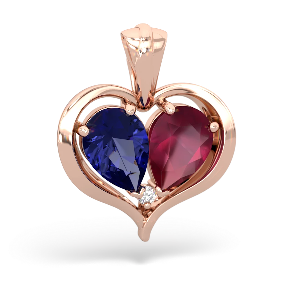 Lab Sapphire Two Become One 14K Rose Gold pendant P5330