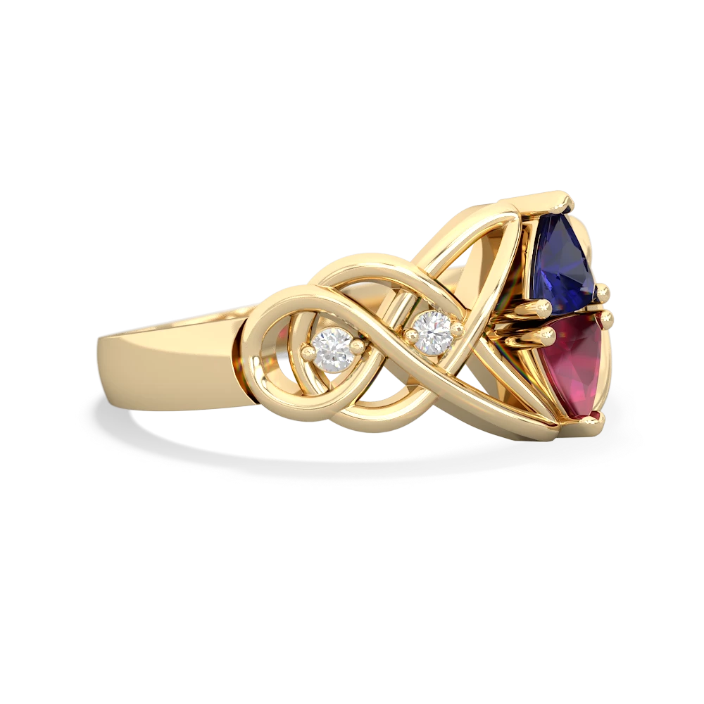 Lab Sapphire Keepsake Celtic Knot 14K Yellow Gold ring R5300