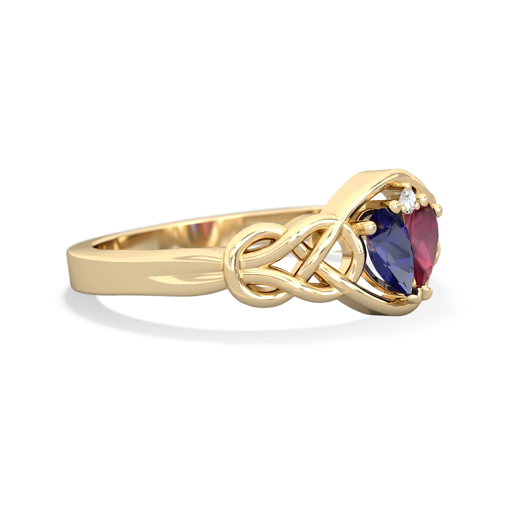 Lab Sapphire Celtic Love Knot 14K Yellow Gold ring R5420