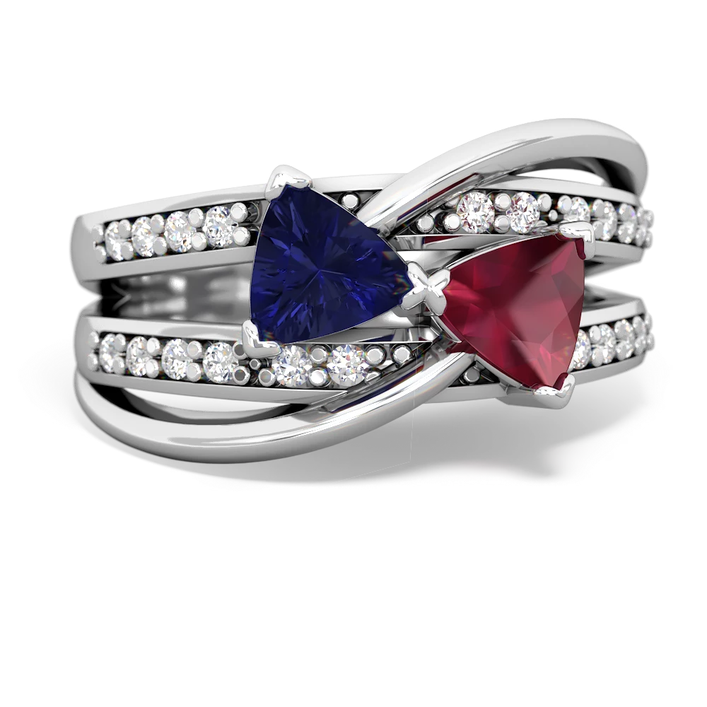 Lab Sapphire Bowtie 14K White Gold ring R2360