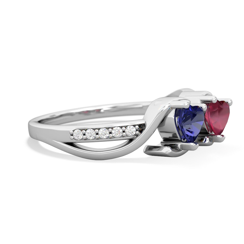 Lab Sapphire Side By Side 14K White Gold ring R3090