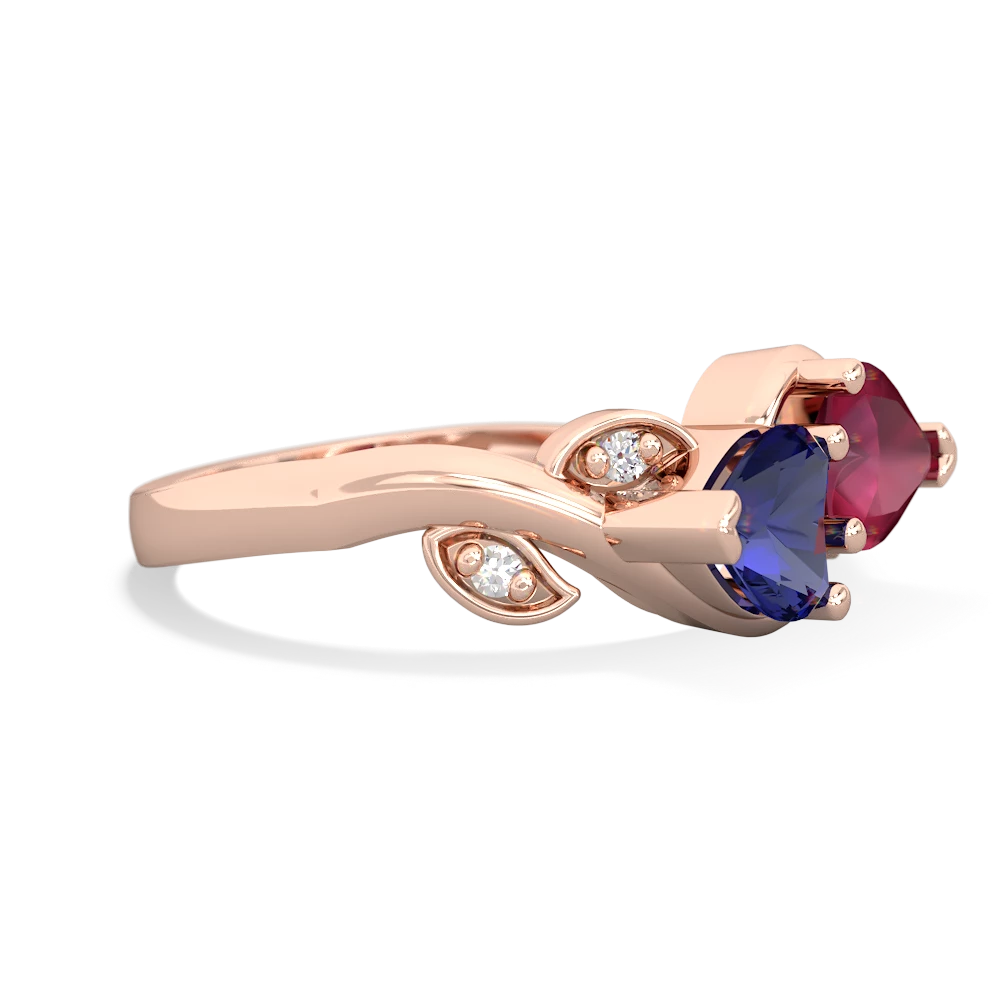 Lab Sapphire Floral Elegance 14K Rose Gold ring R5790