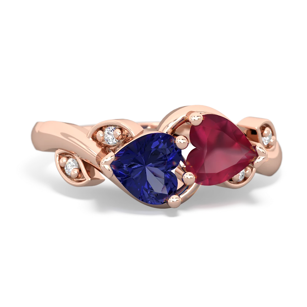 Lab Sapphire Floral Elegance 14K Rose Gold ring R5790